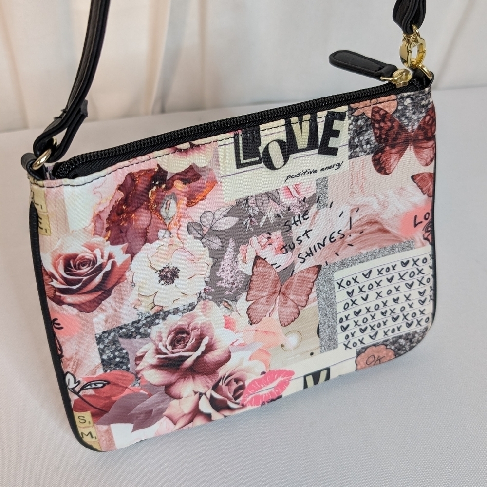 Betsey Johnson Floral Butterfly Love She Just Shines Bag / Pouch EUC - Picture 3 of 13